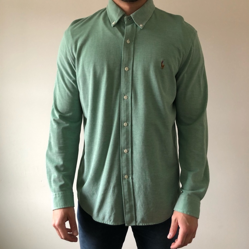 Green Button Up Polo Shirt